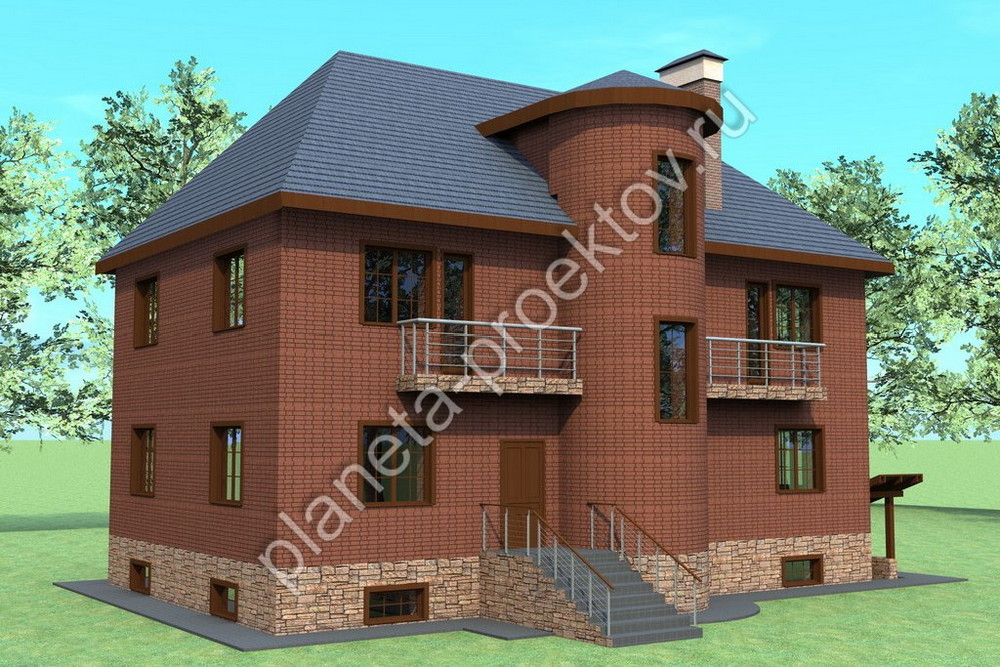 Проект частного дома из красного кирпича 11-113 -  по цене от .